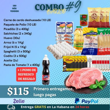 Combos de alimet Habana domicilio msj incluida puede pagar en MN USD Zelle bizun pay pal EUR llamar o WhatsApp 52396332 - 5/8