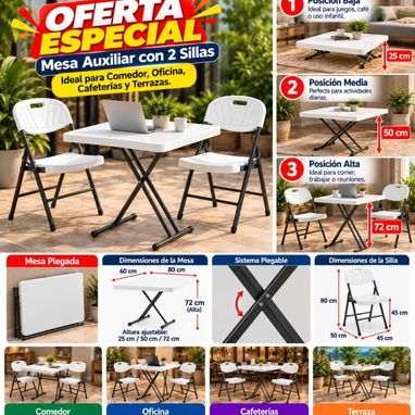 MESAS Y SILLAS PLEGABLES, NUEVAS EN SU CAJA E IMPORTADAS - 3/4