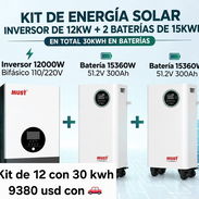KIT DE ENERGÍA SOLAR INVERSOR DE 12KW + 2 BATERÍAS DE 15KWH, yoathali 💯 - Img 58013807