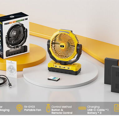 Ventilador recargable portátil KORBOT 36000mAh (+ 120Hrs uso continuo) Luz LED y mando a distancia, POWER BANK, Nuevo - 7/10