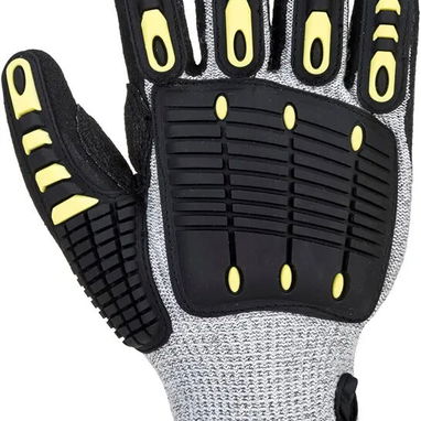 Guantes de trabajo de seguridad (Portwest A722) resistentes a cortes antiimpactos, color gris/negro - 2/5