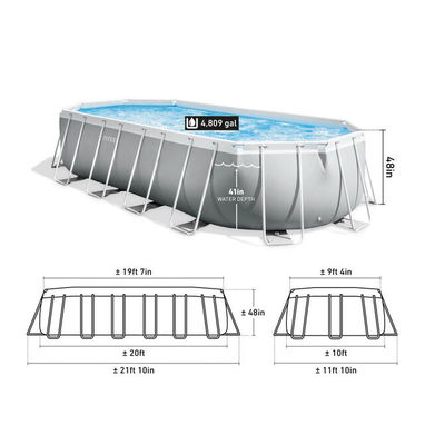 Conjunto de piscina ovalada elevada Prism Frame™ de 20′ × 10′ × 48″ - 5/10