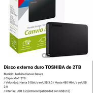 !!Disco externo duro TOSHIBA de 2TB Nuevo en caja Modelo: Toshiba Canvio Basics!! - Img 45601123