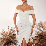 Marry Milk - Vestido Elegante de Hombros Descubiertos con Manga Corta para Invitados a Bodas - Img 52831943