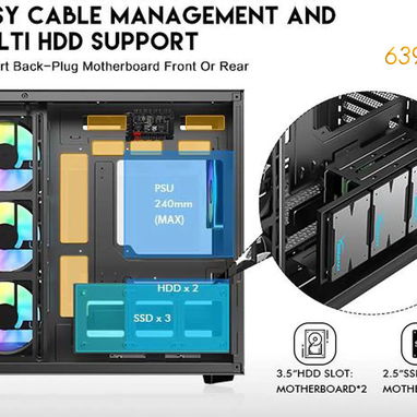 🚨🚨-63987670-Chasis Gaming Semi panorámico DIYPC ARGB-N3-BK + 4 fanes ARGB 120mm, NUEVO en caja🚨🚨 - Img 103506437