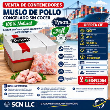 Pollo, MDM, aceite, maltas y jugos proveedor directo hasta Puerto Mariel contáctenos al 53492054 estamos en la Habana - 3/6