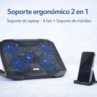 Soporte ergonómico 2 en 1 . Soporte de laptop - 4 fan + Soporte de móviles /25 - Img 122414940