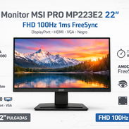 Monitor MSI - PRO 22" FHD 100Hz 1ms FreeSync DisplayPort, HDMI,VGA port (Modelo: MP223E2) - Negro/ - Img 55929172