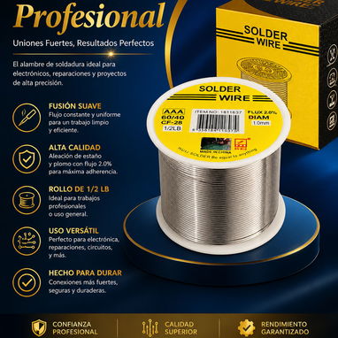 🎊🔧 ESTAÑO DE SOLDADURA ELECTRÓNICA - 60/40 🔧 - Precio: Solo 12 USD -🎊 - Composición: 60% estaño, 40% plomo - - Diáme - Img 126364569
