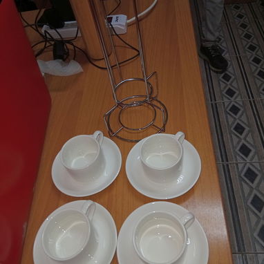 Tazas 4 Piezas Con Organizador Cerámica Acero, Set 4 Tazas Organizador Blanco Cerámica 30cm Altura VPT# - 6/10