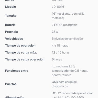 Ventilador recargable -panel y bombilla recargable - Img 123090907
