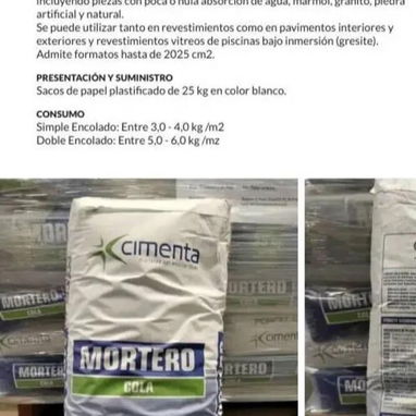 Cemento cola 25 kg para piscina y porcelanato importado de España en nuestro almacén en playa - Img 123567146