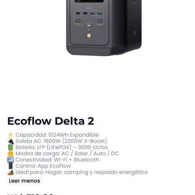 Ecoflow delta 2,3,3 plus, baterias extra 2 y 3. Inversor 110w.Paneles solres bifacial 540w.Cables carga ecoflow y mas - 2/10