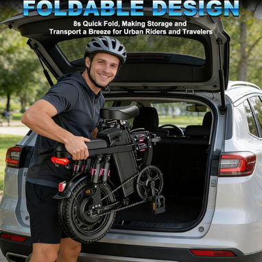 Bicicleta Eléctrica Plegable 14” 1200W 24MPH Batería 48V 10Ah Suspensión y Frenos de Disco - Img 123124983