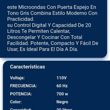 Microondas con puerta espejo - Img 125542609