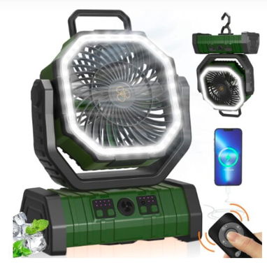 VENTILADOR RECARGABLE PORTÁTIL F6 CON LUZ LED 20000mAh NARANJA o VERDE - Img 109448362