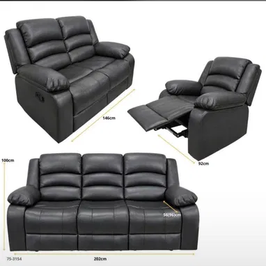 Juegos de muebles para sala reclinables 3,2,1 Tela y Polipiel - Img 123546995