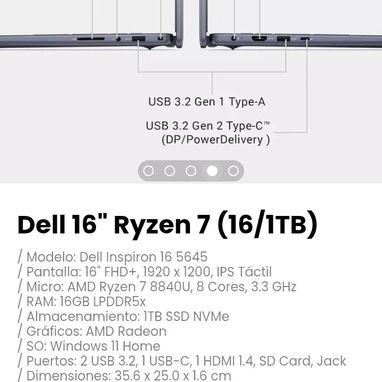 Dell 16" Ryzen 7 (16/1TB). Gráficos: AMD Radeon - Img 122036613