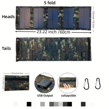 Cargador de panel solar portátil y plegable de 10 W, diseñado principalmente para actividades al aire libre como campame - 4/5