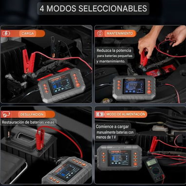 Cargador Inteligente de 20A para Baterías LiFePO4 y Plomo-Ácido de 6/12/24 V con pantalla LCD. - 8/10
