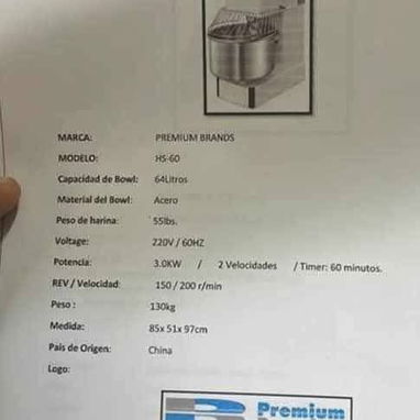 Maquina hielo  Mezcladora de panaderia Sobadora de rodillos cajas fuerte grandes 86 Litros Transporte incluido - 5/8