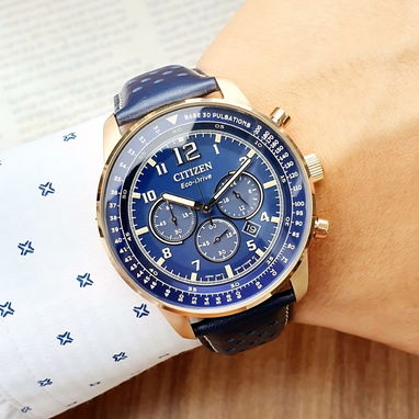 CITIZEN ECODRIVE CRONOGRAFO (CA4503-00L) PARA HOMBRE ,44MM , MANILLA DE PIEL AZUL CON ESFERA AZUL , A ESTRENAR  58049738 - Img 115843807