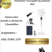 Ventilador recargable pedestal con bombillos recargables y panel - Img 55723704