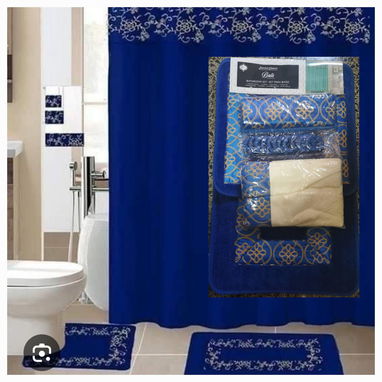 Set para baño. Cortina, alfombras, toallitas 18 piezas - Img 121493269