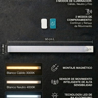 Luces LED sensor movimiento recargables USB x6 — Kit completo $35 USD - Img 124432507