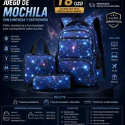 JUEGO DE MOCHILA CON LONCHERA Y CARTUCHA Nuevas en caja - Img 56399549