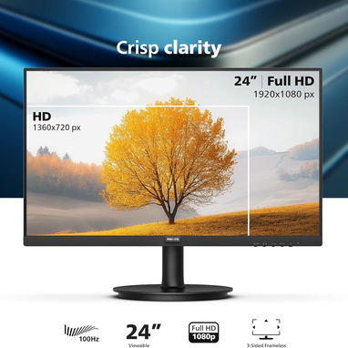 Monitor Philips Nuevo Full HD de 24 pulgadas sin marco, 100Hz, VESA, HDMI x1, Puerto VGA x1 new 52815418 - Img 114610117