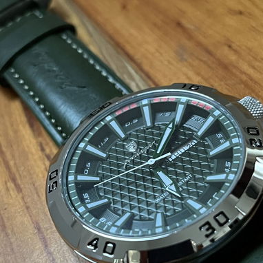 Reloj, pulsera y esfera verde, para hombre, de cuarzo, correa de cuero. - Img 122124743