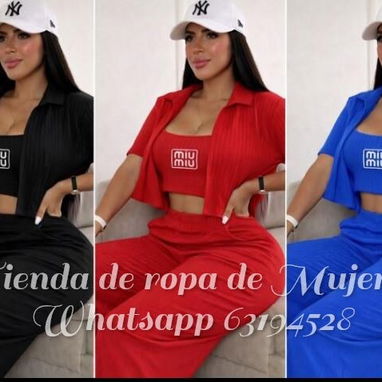 Conjuntos Miu Miu Originales tallas S. M y L 3 piezas blusa, pantalón y chaleco ideal para el verano - 2/2