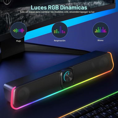*Barra de sonido de computadora Bluetooth con cable USB con RGB - 7/10