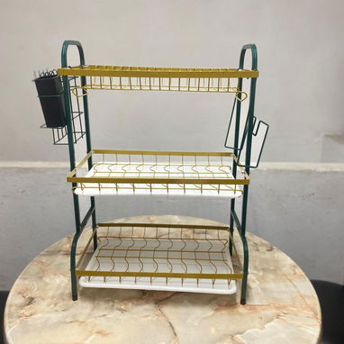 🚧 PLATERO ESCURRIDOR DE PLATOS COLOR VERDE Y DORADO 🚧 - Img 102915981