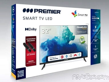 TV MARCAS PREMIER SMART TV DE 32 PULGADAS CON 2CONTROLES Y SOPORTE DE PARED Y CAJITA HD DE REGALO 59693978 - Img main-image