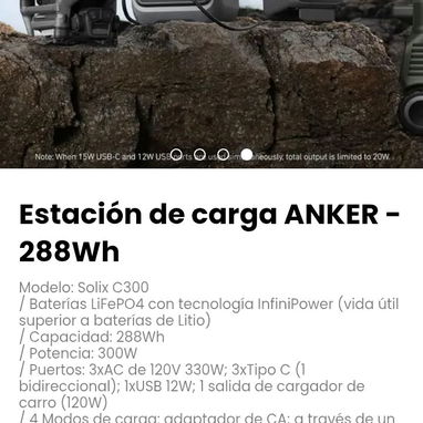 Estación de carga ANKER - 288Wh. Baterías LiFePO4 con tecnología InfiniPower (vida útil superior a baterías de Litio) - 2/3