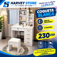 Coqueta moderna blanca con espejo corredizo | 230 USD - Img 58332987