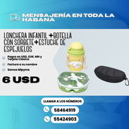 🍴LONCHERA INFANTIL CON COMPARTIMENTOS +BOTELLA CON SORBETE+ESTUCHE PROTECTOR PORTÁTIL RÍGIDO 💲6 USD - Img 54683392