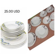 Platos. JUEGO DE VAJILLA. 4 PLATOS HONDOS, 4 LLANOS Y 12 PIEZAS MÁS - Img 55998790