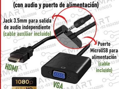 Adaptador de HDMI a VGA de video para PS4* Este HDMI VGA tiene puerto de audio y alimentación - Img main-image
