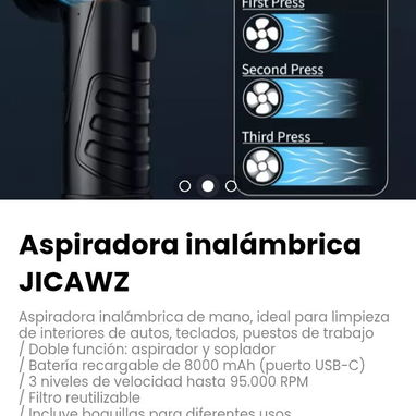 Aspiradora inalámbrica JICAWZ. Doble función: aspirador y soplador - Img 113709115