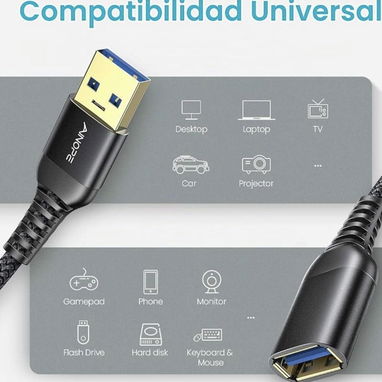 Extensiones USB3.0 para su computadora, laptop o televisor de 1 metro de largo, máxima calidad de fabricación… - 5/5
