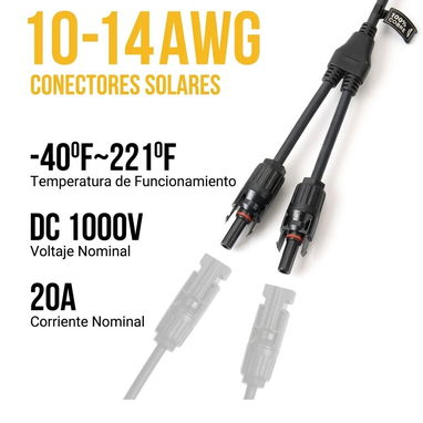 Conectores Solares en Y para MC4 Resistentes al Agua (IP67) - Img 116794151