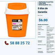 PAPELERA PLASTICA CON TAPA BASCULANTE 12 L VPT - Img 56071018