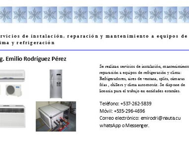Reparación, mantenimiento e instalación a equipos de clima y refrigeración - Img 37046077