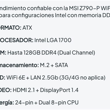 MSI PRO Z790-P WiFi D4 – LGA 1700 ATX DDR4 WiFi 6E | OPEN BOX - MOTHERBOAR 196 USD - 4/7