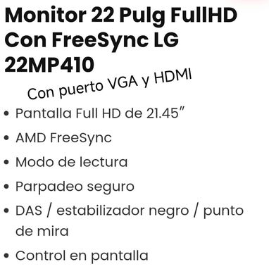 Monitor LG, de 22 pulgadas, nuevo en su caja - Img 120848514