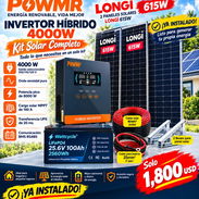 KIT SOLAR INVERSOR HÍBRIDO POWMR DE 4000 W + BATERÍA 2560 WhatsApp+ 2 paneles longi 615 w+ bases paneles+ instalación - Img 57860313