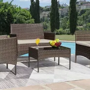 Juegos de terraza/Juego de rattan para exterior sofá de dos plazas y dos butacas con mesa de centro comuníca con Pedro - Img 53288937